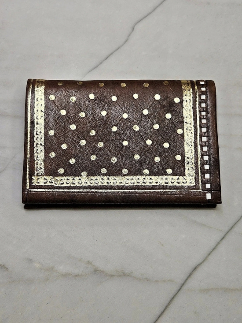 Etro Polka Dot Wallet in Brown & Gold